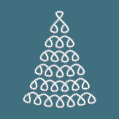 White lace Christmas tree. Decorative design element, winter decoration. Template for Christmas, New Year or greeting card. Vector illustration