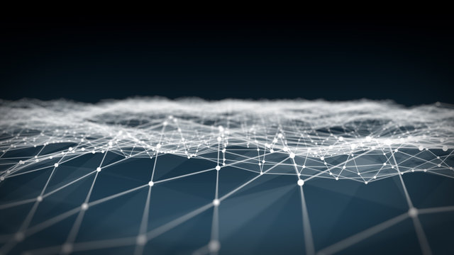 Abstract polygonal space low poly dark background with connecting dots and lines. Connection structure. Science. Futuristic polygonal background. Triangular. Wallpaper. Business 3d illustration