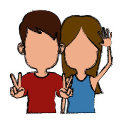 Cute kids friends cartoon icon vector illustration graphic design