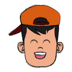 Funny boy face icon vector illustration graphic design