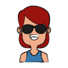 Girl with sunglasses icon vector illustration graphic design
