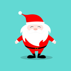 Santa Claus Christmas character. Illustration of celebration card on blue background