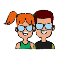 Cute kids friends cartoon icon vector illustration graphic design