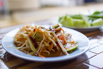 Papaya salad Thai cuisine spicy delicious : 