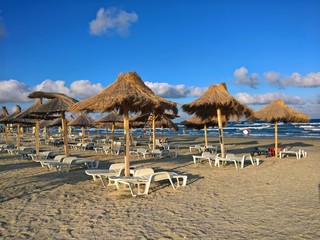 Beach Chairs and Umbrellas