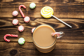 mug of cocoa and Christmas candy