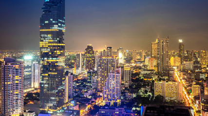 cityscape of Bangkok city at night  , landscape Thailand