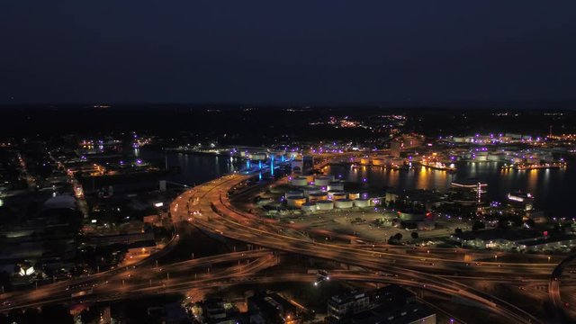 Aerial Connecticut Newhaven July 2017 Night 4K Inspire 2