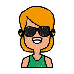 Girl with sunglasses icon vector illustration graphic design