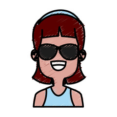 Girl with sunglasses icon vector illustration graphic design