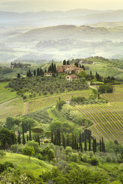 beautiful morning in Tuscany valley in Italy