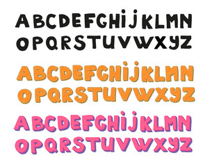 Handwriting Alphabets.  Hand drawn vector doodle font set in three versions