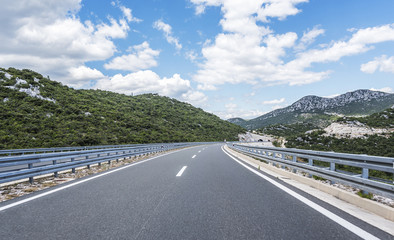 High-speed country road among the mountains.