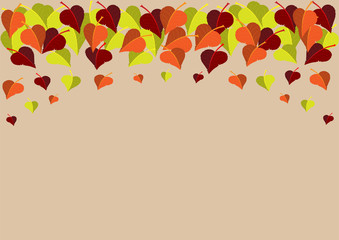 colorful leaves falling from the top edge of list autumn background