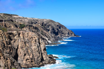 Fototapeta na wymiar Coastal landscape near Fonte da Areia, Porto Santo, Portugal