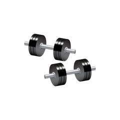 Two dumbbells leaning with clipping path