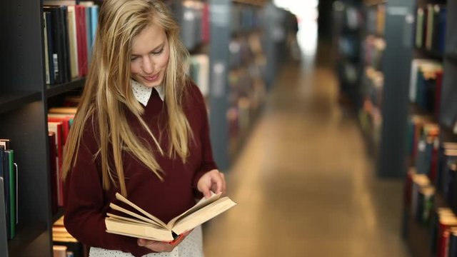 Reading blond in library