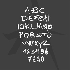 Vector hand drawn alphabet - letters written with a paint brush