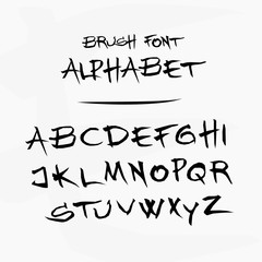 Vector hand drawn alphabet - letters written with a paint brush