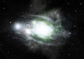 Stars, dust and gas nebula in a far galaxy