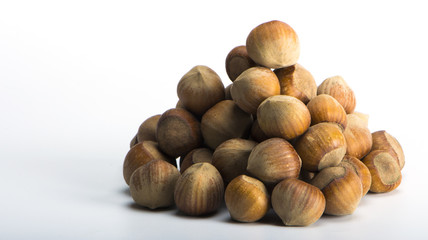 hazelnuts closeup on a light background