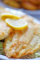 Breaded and fried catfish fillets