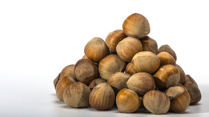 hazelnuts closeup on a light background