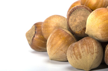 hazelnuts closeup on a light background