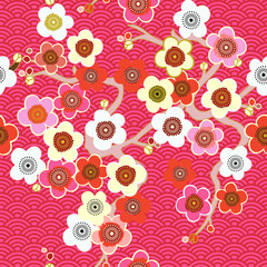 Japanese pattern. Cherry blossom. Ornament with oriental motifs. Vector.