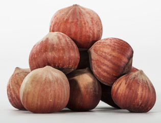 hazelnuts closeup on a light background
