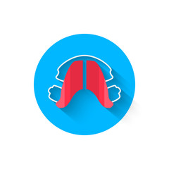 Dental plates, tooth alignment are illustrated in a flat style design of vector illustration. Modern icon on the topic of stomatology and orthodontics. Website and other your projects