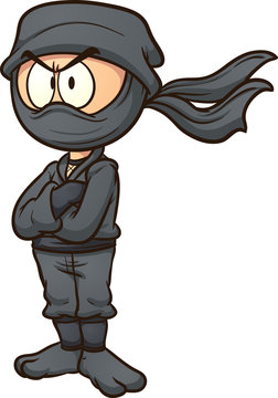 Cartoon ninja. Vector clip art illustration with simple gradients. All in a single layer.