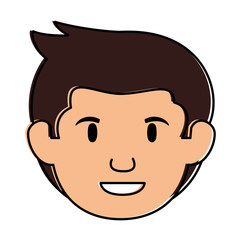 young man head avatar character vector illustration design