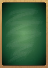 Empty green chalk board with wooden frame