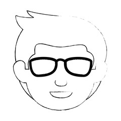 young man head avatar character vector illustration design