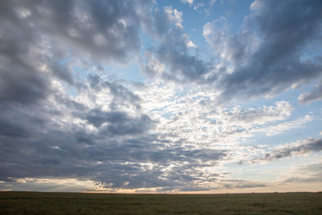Beautiful landscape with a sunset sky