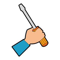 hand with screwdriver tool isolated icon vector illustration design
