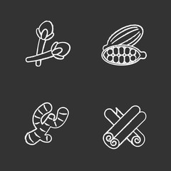Spices chalk icons set