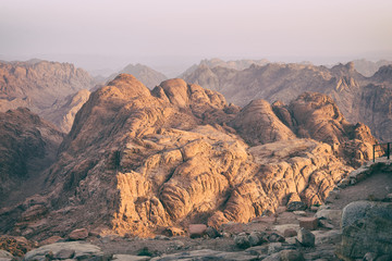 view from Mount Moses at Mount Sinai at dawn