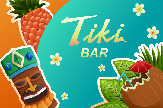 Tiki Bar Poster Illustration