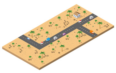 Isometric view of a desert farm