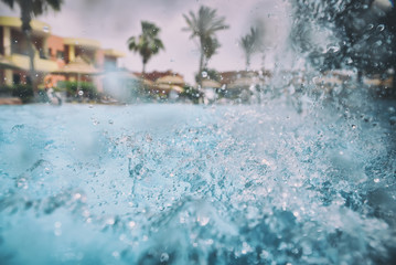 Obraz na płótnie Canvas nice view of the swimming pool with waterfall