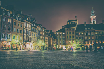 Old Town at night. Warsaw, Poland