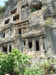 Ancient Lycian tombs near the city of Fethiye