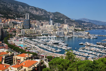 Naklejka na ściany i meble View of La Condamine ward and Port Hercules in Monaco
