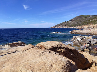 Rocks and sea on the isle