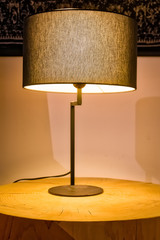 Bedside Vintage Retro Lamp Contemporary Log Dark Room Bedroom Turned On Glowing