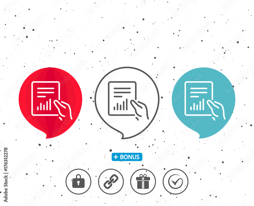 Poster report document line icon. analysis chart.