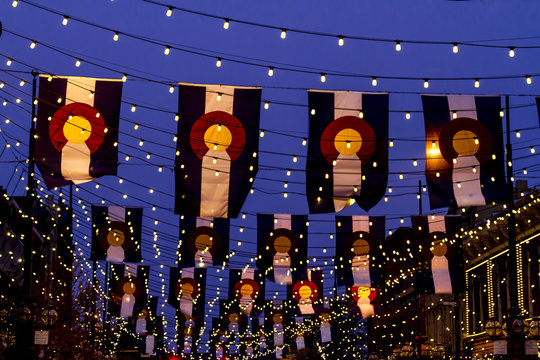 Colorado Flags on Larimer Square Denver
