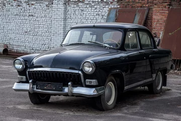 Deurstickers Old vintage soviet black retro car © Mulderphoto